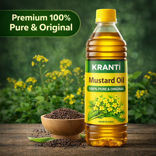 Kranti Premium Mustard Oil 1 Litre | 100% Pure | Solar Milled | Village Made